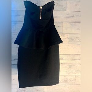 Charlotte Russe Black Strapless Peplum Dress